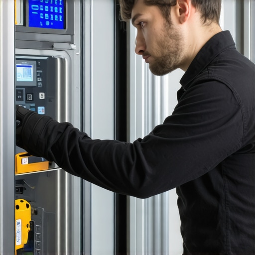 Technician using diagnostic equipment to evaluate refrigerator components