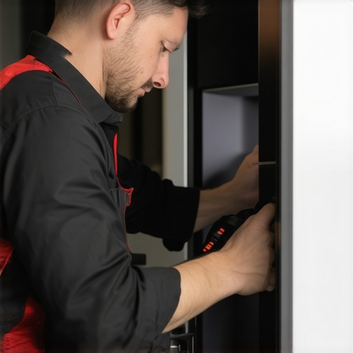 Expert Refrigerator Diagnostic Testing Technician using diagnostic tools on a refrigerator to identify issues.