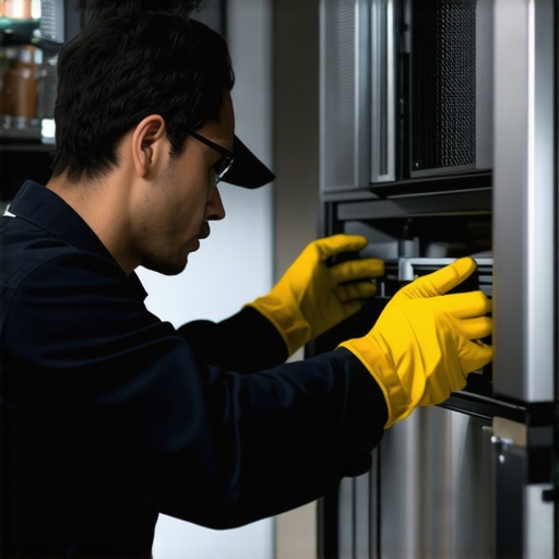 Technician cleaning refrigerator coils to improve cooling efficiency.