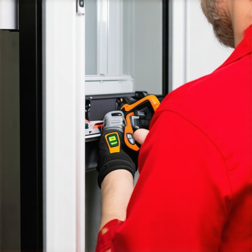 Technician checking the compressor in a modern refrigerator during troubleshooting.