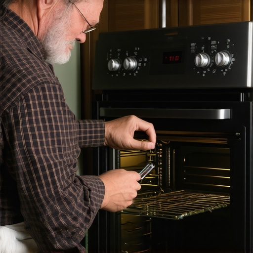 Homeowner examining oven's heating elements and wiring for signs of damage.