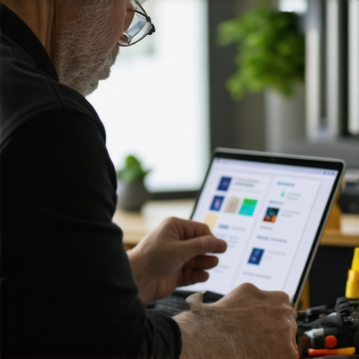 Reviewing Oven Diagnostics and Warranty Person analyzing oven repair diagnostics and warranty details on a laptop