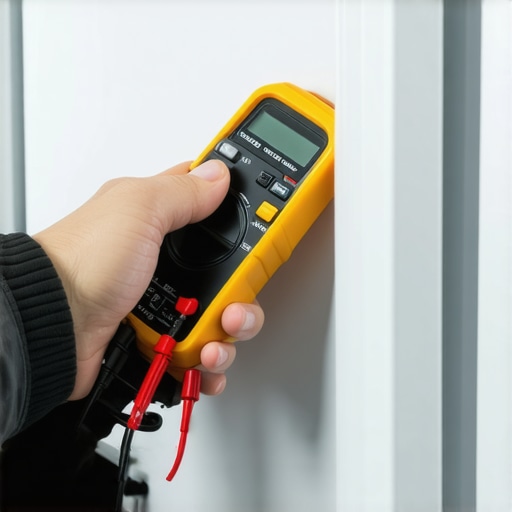 Person measuring refrigerator sensor resistance with a multimeter