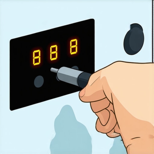 Oven Calibration Control Panel Oven control panel with calibration screw and digital display showing temperature adjustment