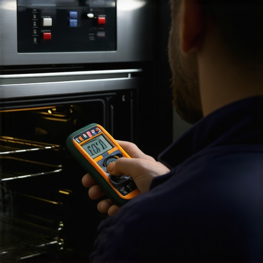 Technician testing electronic components inside a 2026 oven's control panel