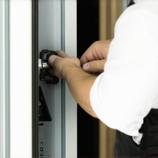 Technician inspecting the damper assembly inside a refrigerator