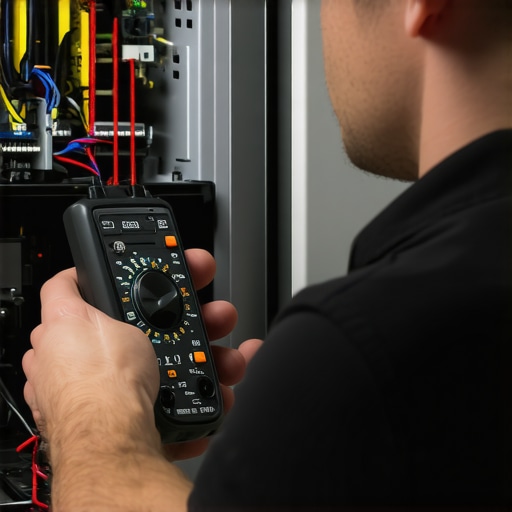 Technician testing inverter board with multimeter