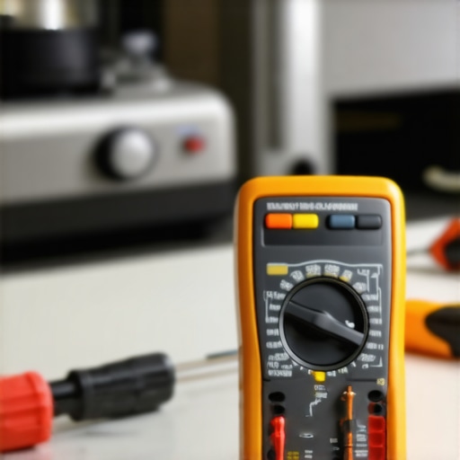 A digital multimeter and precision screwdriver ready for appliance repair.