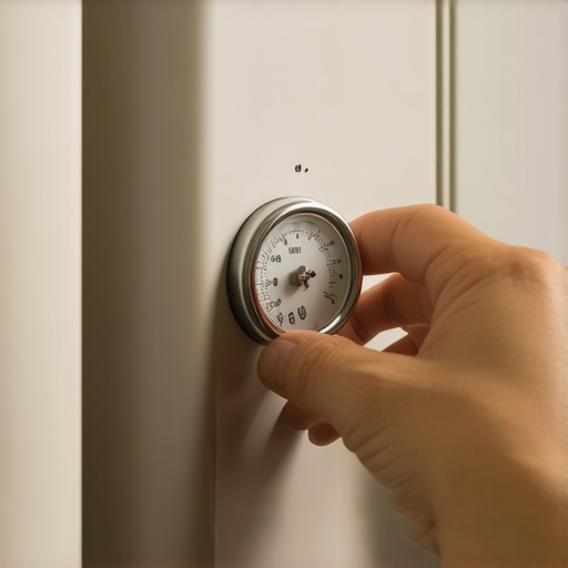 Person setting humidity control in a modern refrigerator with hygrometer
