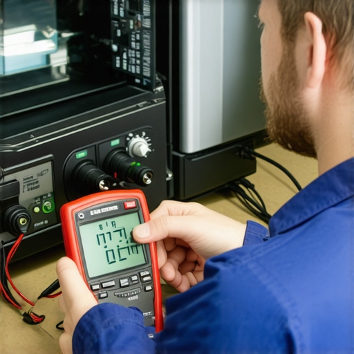 Advanced Diagnostic Tools in Action Technician performing detailed appliance diagnostics with infrared and multimeter tools.