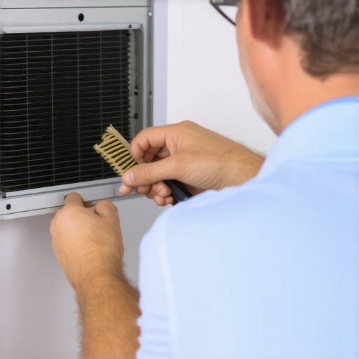 Cleaning Refrigerator Coils for Better Cooling Person cleaning condenser coils of a refrigerator to improve airflow and cooling efficiency