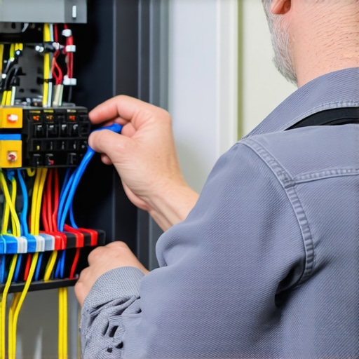 A technician testing control switches and wiring of a stove with a multimeter