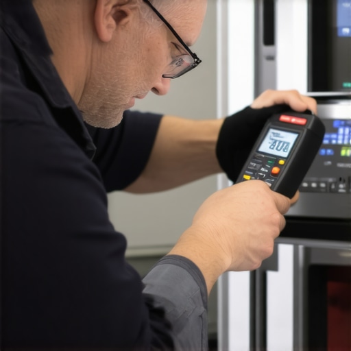 Technician testing appliances with multimeter and infrared thermometer