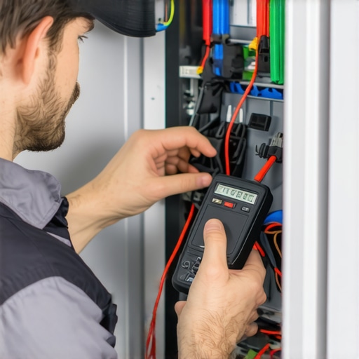 Technician testing refrigerator component with multimeter