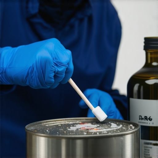 Technician cleaning stove igniter with toothbrush and alcohol