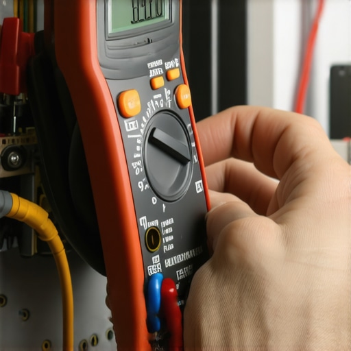 Expert Diagnostics with Multimeter Person testing appliance wiring with a multimeter for diagnostics