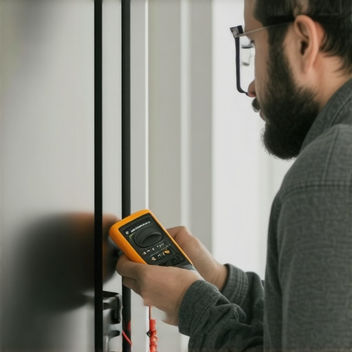 Person using a multimeter to test a refrigerator thermistor for maintenance.