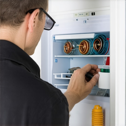Homeowner checking fridge temperature and coils