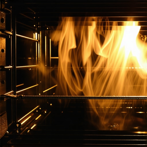 Oven interior emitting steam during initial burn-in to remove chemical odors.