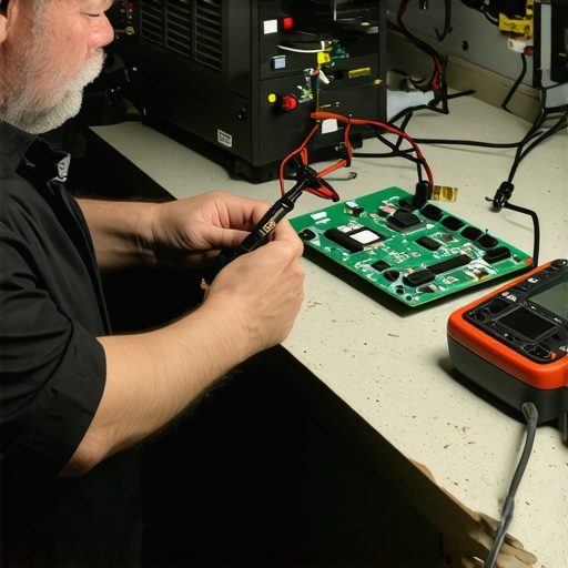 Home appliance repair tools including a multimeter and soldering iron on a workbench.