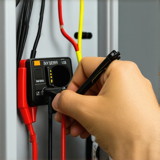 Technician testing appliance wiring with a multimeter to ensure proper electrical connections