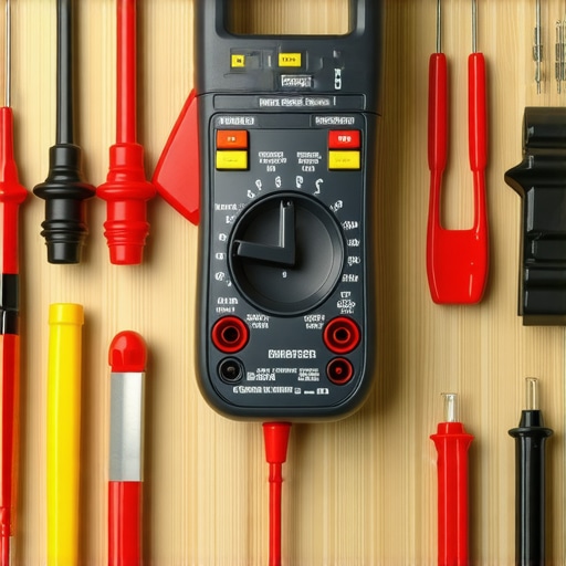 A person testing an appliance's electrical wiring with a professional multimeter in a well-lit workshop