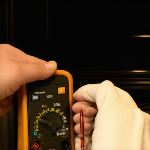 Person testing oven igniter resistance with a multimeter