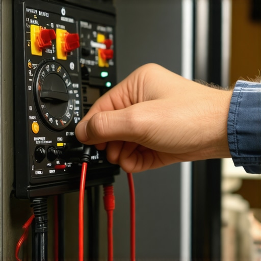 Using a Multimeter for Oven Diagnostics Technician testing an oven control panel with a multimeter for diagnostics.