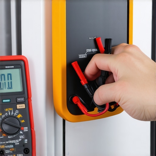 Digital Multimeter in Use for Appliance Diagnostics Person testing refrigerator compressor with digital multimeter