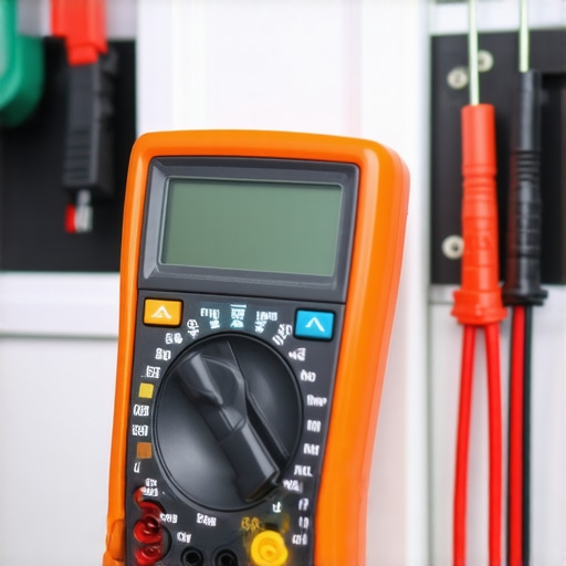 Close-up of a digital multimeter being used for appliance diagnostics