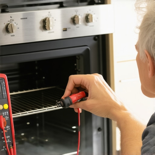 Homeowner Diagnosing Appliance with MultiMeter Person testing appliance wiring with a multimeter for maintenance