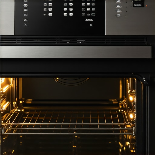Detailed image of oven control panel showing buttons and digital display.
