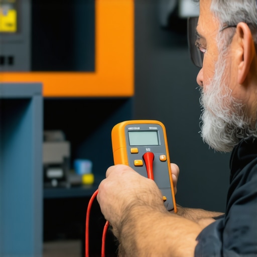 Proper diagnostic tools for appliance maintenance Technician testing a refrigerator compressor with a multimeter and infrared thermometer