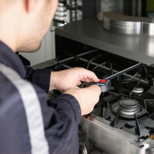 Reconnecting the Stove's Infinite Switch Technician replacing stove control switch for flame adjustment control.