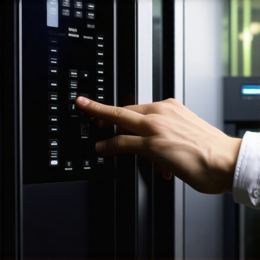 Technician pressing buttons on Samsung fridge