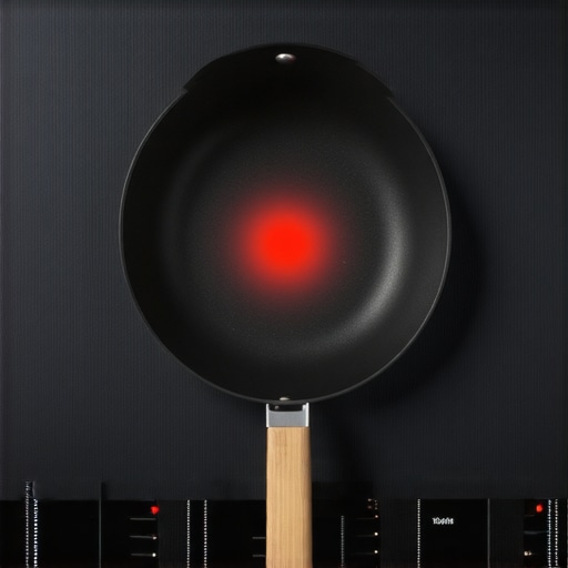 Testing Cookware Compatibility with Induction Stove Person testing a frying pan with a magnet on an induction cooktop to verify compatibility.