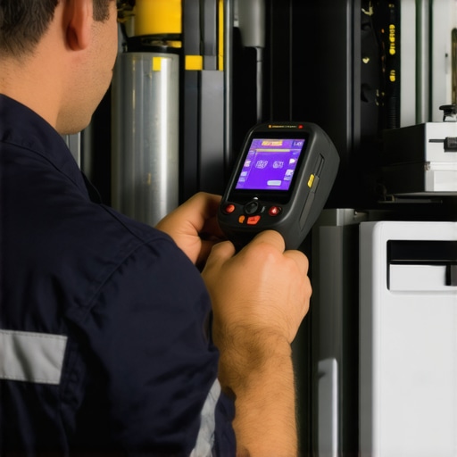 Using Thermal Imaging for Appliance Diagnostics Technician holding a thermal imaging camera inspecting a refrigerator's compressor for overheating.