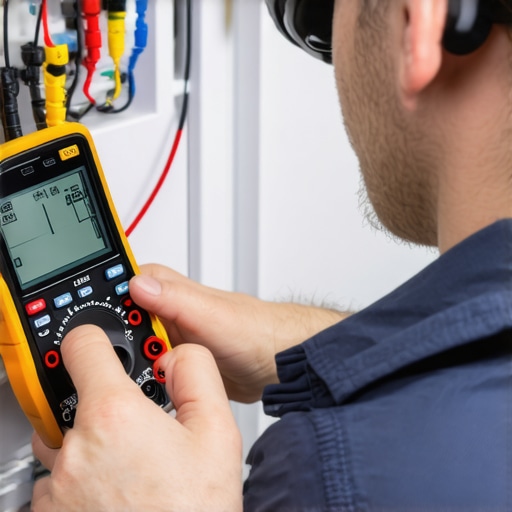 Using a Digital Multimeter for Appliance Diagnostics Person testing appliance wiring with a multimeter connected to a smartphone