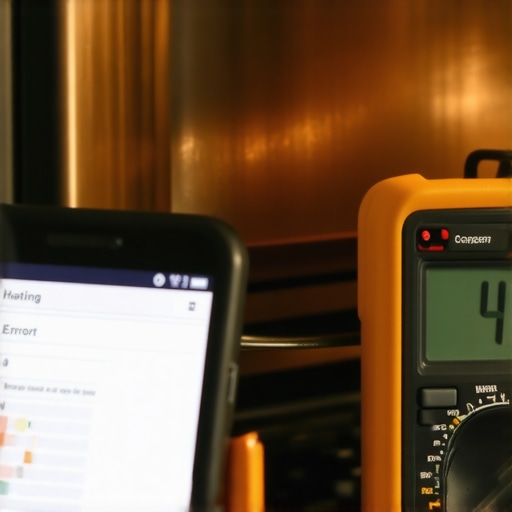 Advanced DIY Appliance Diagnostics Tools A technician using a multimeter and smartphone to diagnose a faulty oven heating element.