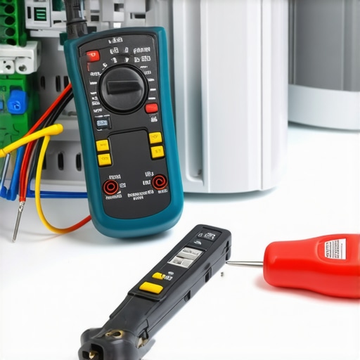 Close-up of a digital multimeter testing a refrigerator control board