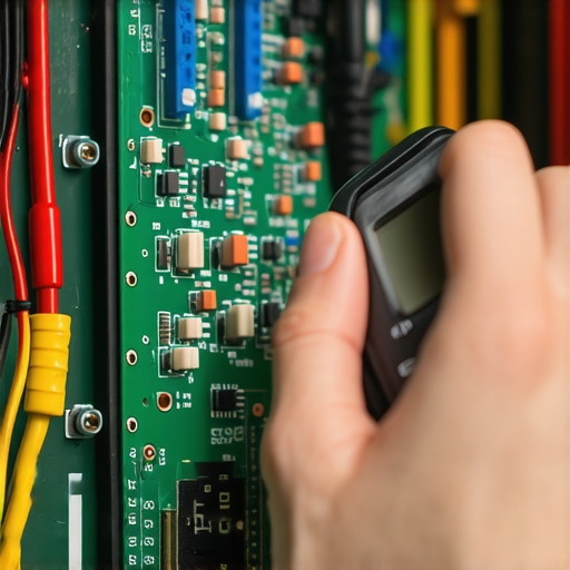 Technician using a multimeter on a refrigerator control board circuit
