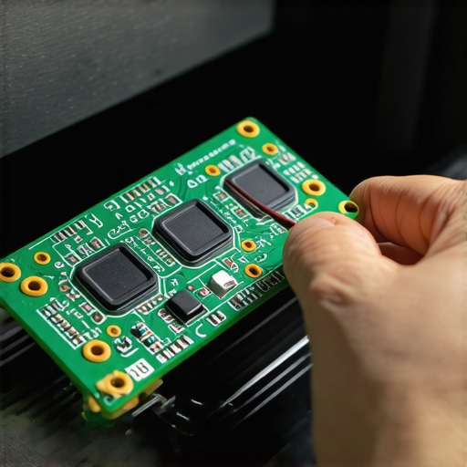A technician using a multimeter to test an appliance control board for electrical continuity.
