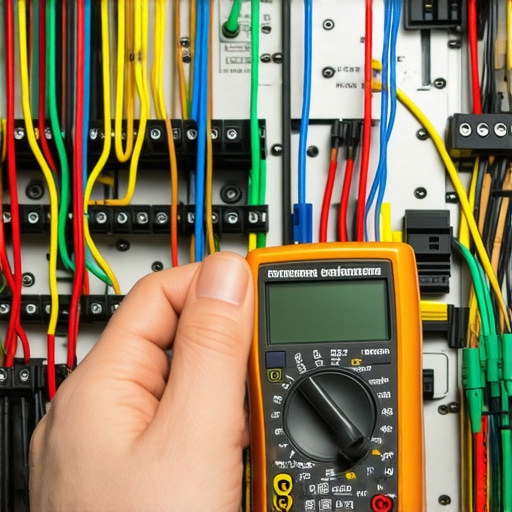 Technician using a multimeter on an oven control board to diagnose electrical issues.