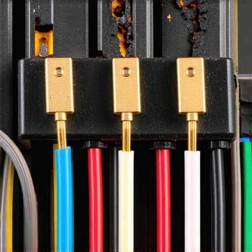 Close-up of a damaged and charred terminal block in an electric range.