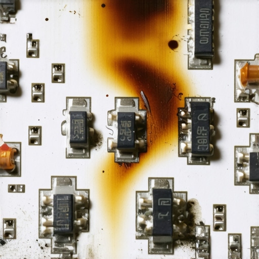 A digital oven control board with visible heat damage on the circuitry.