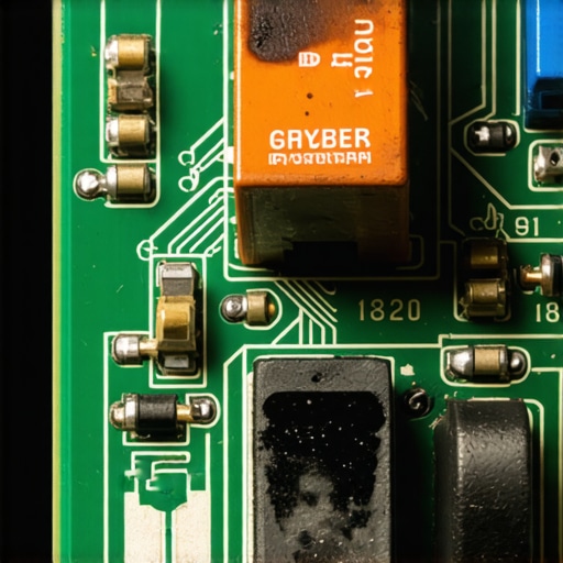 Close up of a damaged electronic oven control board showing thermal damage.