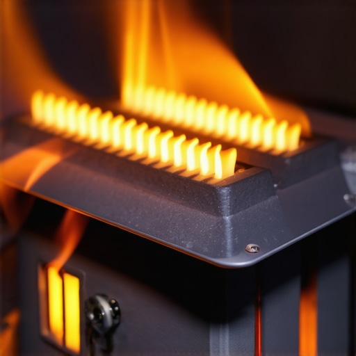 Close-up of a glowing oven broiler igniter during a diagnostic check
