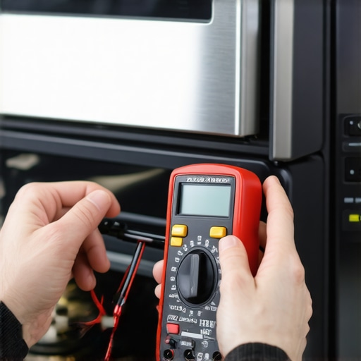 Close up of testing an appliance part with a digital multimeter