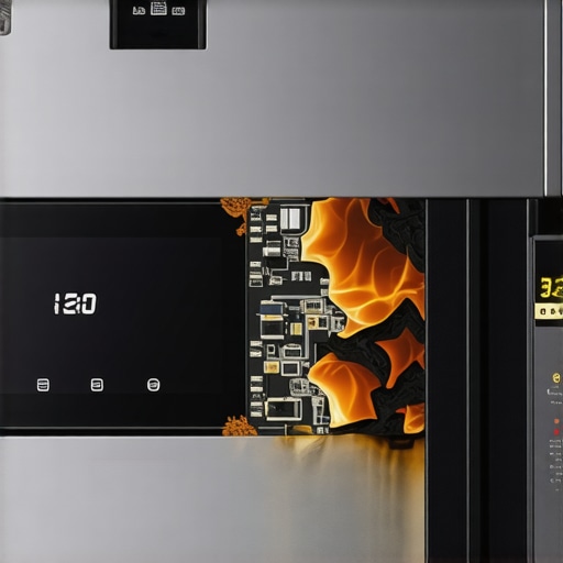 Damaged Oven Control Board Due to Heat Close-up of a fried electronic control board from a kitchen range