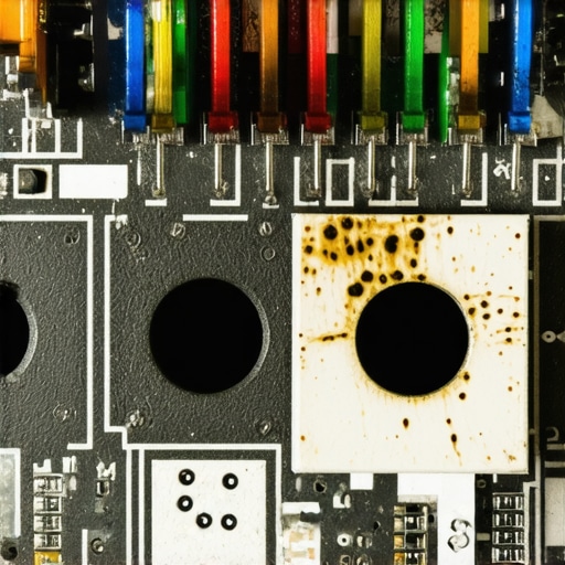 Close-up of a scorched oven circuit board showing thermal damage from a self-cleaning cycle.